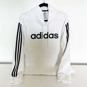 Adidas logo women's white and black hoodie with three stripes (XL)